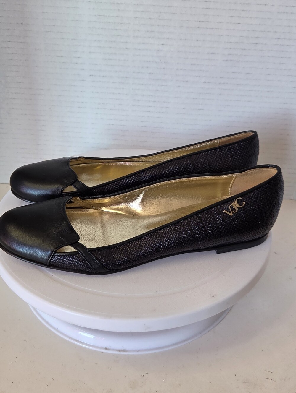 Versace Jeans Couture Black Textured Leather Ballet Flats Size 6 Or 37
